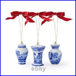 Spode Blue Italian Mini Urn Ornaments, Set of 3, Hanging Ornaments for