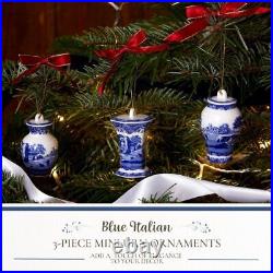 Spode Blue Italian Mini Urn Ornaments, Set of 3, Hanging Ornaments for