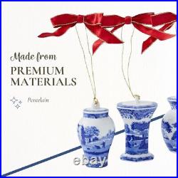 Spode Blue Italian Mini Urn Ornaments, Set of 3, Hanging Ornaments for