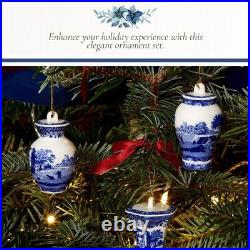 Spode Blue Italian Mini Urn Ornaments, Set of 3, Hanging Ornaments for