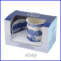 Spode Blue Italian Mug & Coaster Set 12-Ounce Large Handle Use for Coff