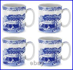 Spode Blue Italian Mug Set of 4,16 oz Fine Porcelain, Dishwasher Safe