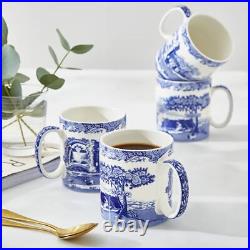 Spode Blue Italian Mug Set of 4,16 oz Fine Porcelain, Dishwasher Safe