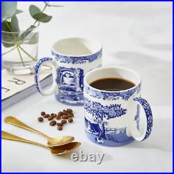 Spode Blue Italian Mug Set of 4,16 oz Fine Porcelain, Dishwasher Safe