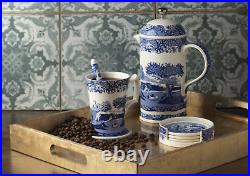 Spode Blue Italian Mug Set of 4 Jumbo Coffee Cup 16 Ounce Blue, White