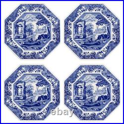 Spode Blue Italian Octagonal Plate 9 5/8 Set 4 piece BLI83090