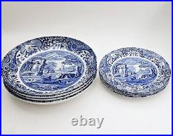 Spode Blue Italian Pasta Bowls (4) and Salad Plates (4), Made In England