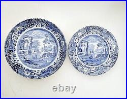 Spode Blue Italian Pasta Bowls (4) and Salad Plates (4), Made In England