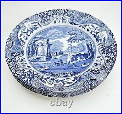 Spode Blue Italian Pasta Bowls (4) and Salad Plates (4), Made In England