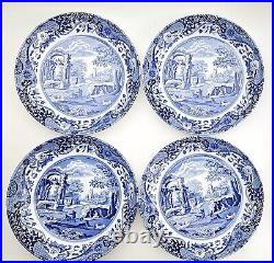 Spode Blue Italian Pasta Bowls (4) and Salad Plates (4), Made In England