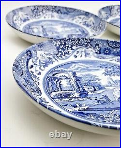 Spode Blue Italian Pasta Bowls (4) and Salad Plates (4), Made In England