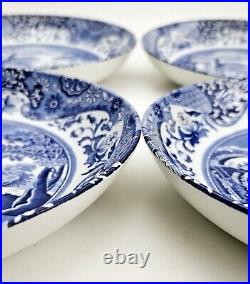 Spode Blue Italian Pasta Bowls (4) and Salad Plates (4), Made In England