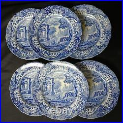 Spode Blue Italian Plate Set of 6 Pieces 15.7cm Used Collectible Dish