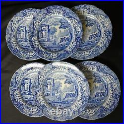 Spode Blue Italian Plates 6 Pieces 15.7Cm Made In England