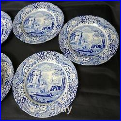 Spode Blue Italian Plates 6 Pieces 19Cm Made In England