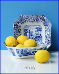 Spode Blue Italian Porcelain Square Serving Bowl, 9.5 Inch Blue White