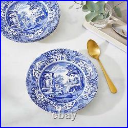 Spode Blue Italian Soup Bowls (Set of 4), 9 Inch Dishwasher Safe Blue/White