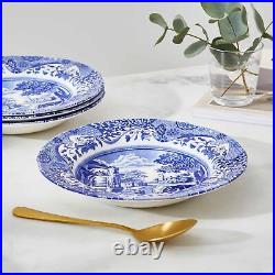 Spode Blue Italian Soup Bowls (Set of 4), 9 Inch Dishwasher Safe Blue/White