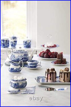 Spode Blue Italian Tceeacups and Saucers Set of 4, 7 Oz Fine Earthenware