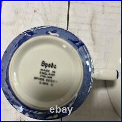 Spode Blue Italian Tea Cups and Saucers Set of 4, 7oz