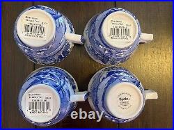 Spode Blue Italian Teacups and Saucers 7 Oz Lot Of 4 Fine Earthenware