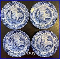 Spode Blue Italian Teacups and Saucers 7 Oz Lot Of 4 Fine Earthenware