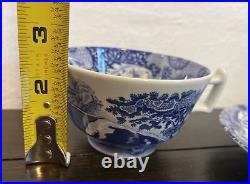 Spode Blue Italian Teacups and Saucers 7 Oz Lot Of 4 Fine Earthenware