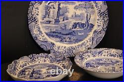 Spode Blue Italian Three Service Pieces Chop Platter 12 5/8, 2 Bowls