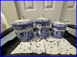 Spode Blue Italian set of 3 canisters