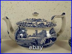 Spode Blue Transfer Ware Italian Pattern 3 Piece Tea Set