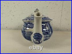 Spode Blue Transfer Ware Italian Pattern 3 Piece Tea Set