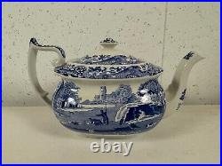 Spode Blue Transfer Ware Italian Pattern 3 Piece Tea Set