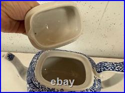 Spode Blue Transfer Ware Italian Pattern 3 Piece Tea Set