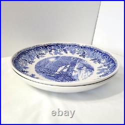 Spode Blue White Italian Winter's Eve Pair 10 Individual Pasta Bowls EUC Round