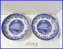 Spode Blue White Set of 4 Winter's Eve 8.75 Individual Pasta Bowls EUC Round