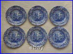 Spode British Blue Italian Plates 6 Pieces 15.7Cm