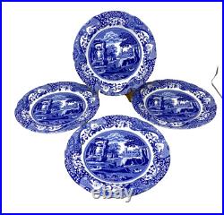 Spode England Blue Italian Earthenware 10.5 Dinner Plates Set of 4 New