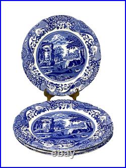 Spode England Blue Italian Earthenware 10.5 Dinner Plates Set of 4 New