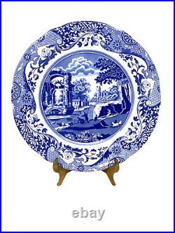 Spode England Blue Italian Earthenware 10.5 Dinner Plates Set of 4 New