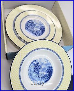 Spode Giallo Blue White Yellow Italian 3-Piece Dinner Setting England NIB DH44