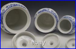 Spode Made In England Blue Italian 3 Piece Canister Set Storage Jars