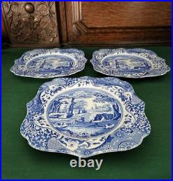 Spode blue Italian decorative rim plate 3 pieces 9.6 inch 10