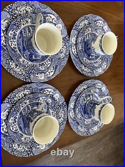 Spode blue italian 12 Piece Set 4x Dinner Plates, 4x Small Plates, 4x Mugs