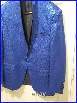 Statement 3 Piece Suit Blue Italian Wool Very Clean Dress 44R Pants 38x32