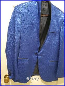 Statement 3 Piece Suit Blue Italian Wool Very Clean Dress 44R Pants 38x32