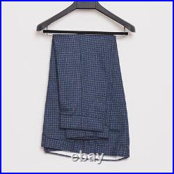 Suit Supply Havana 3-Piece Size 42 S Blue Italian Wool Flannel Soft Shoulder