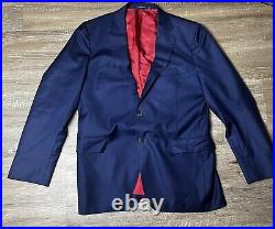 Suit Supply Sienna 54/44 Blue Italian Wool Vitale Barberis Pants (36.5x 32)