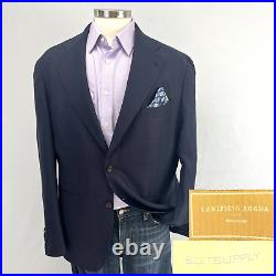 SuitSupply Lanificio Rogna 46R Navy Blue Italian Wool Silk Linen Blazer Jacket