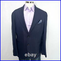 SuitSupply Lanificio Rogna 46R Navy Blue Italian Wool Silk Linen Blazer Jacket