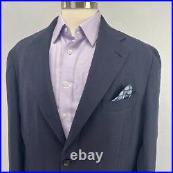 SuitSupply Lanificio Rogna 46R Navy Blue Italian Wool Silk Linen Blazer Jacket